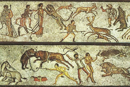 Mosaic of typical Roman Games