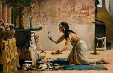 John Reinhard Weguelin, "The Obsequies of an Egyptian Cat," 1886