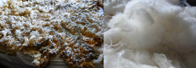 unwashed & washed fleece